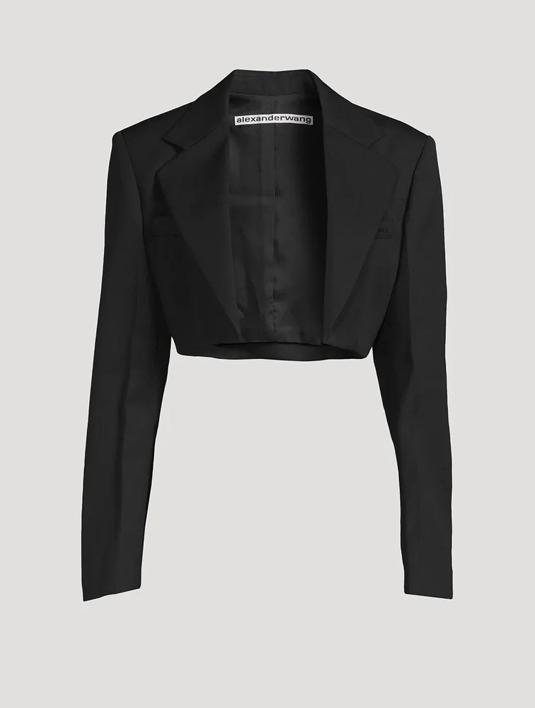 Cropped Wool Tuxedo Blazer