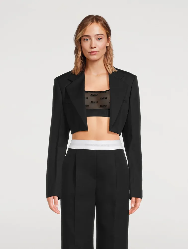 Cropped Wool Tuxedo Blazer