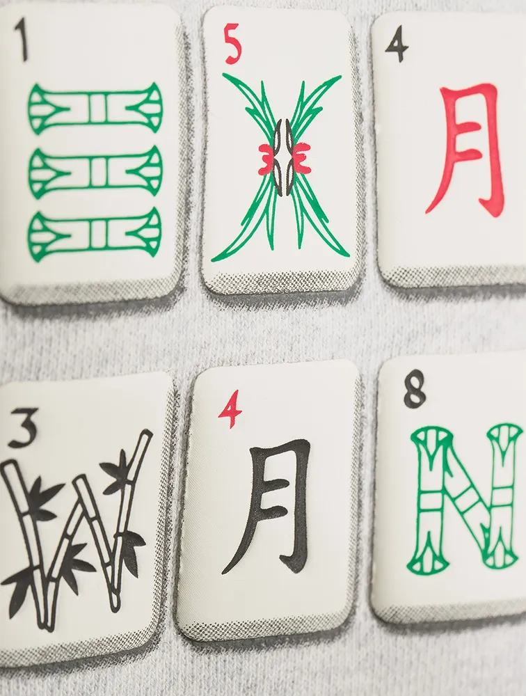 Condensed Fleece Hoodie Mahjong Print