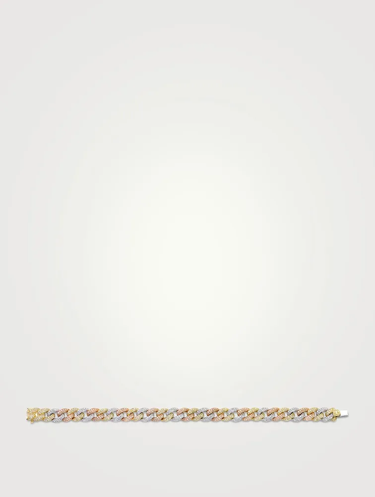 Small 14K Gold Pavé Diamond Link Bracelet