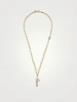 Medium 14K Gold Love Script Necklace With Diamonds