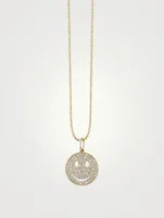 Medium 14K Gold Pavé Diamond Happy Face Necklace