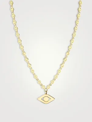 XL 14K Gold Evil Eye Link Necklace With Diamonds