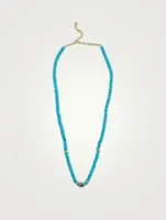 Turquoise Heishi Beaded Necklace With 14K Gold Diamond Rondelles