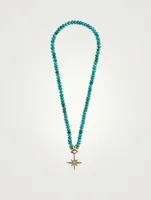 Turquoise Beaded Necklace With 14K Gold Diamond Starburst Charm