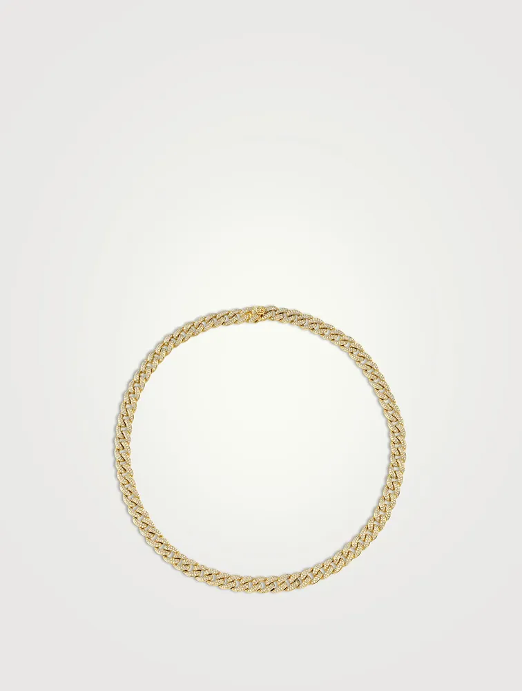 Small 14K Gold Pavé Diamond Link Necklace