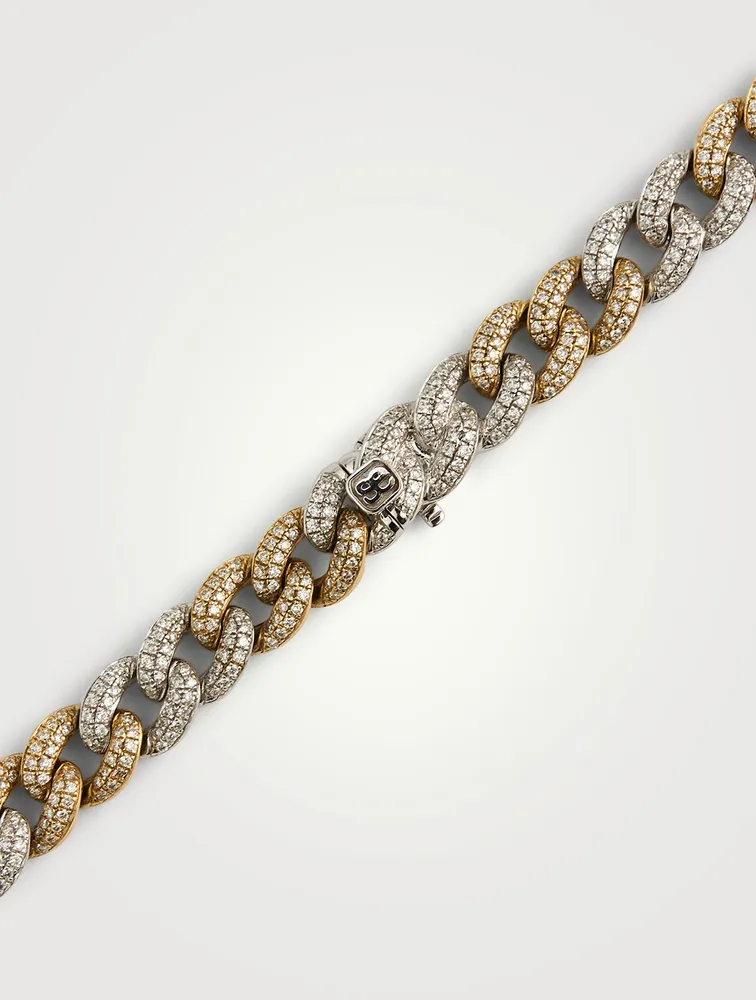 Small 14K Gold Pavé Diamond Link Necklace