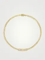 14K Gold Luck Icons Bar Necklace With Diamonds