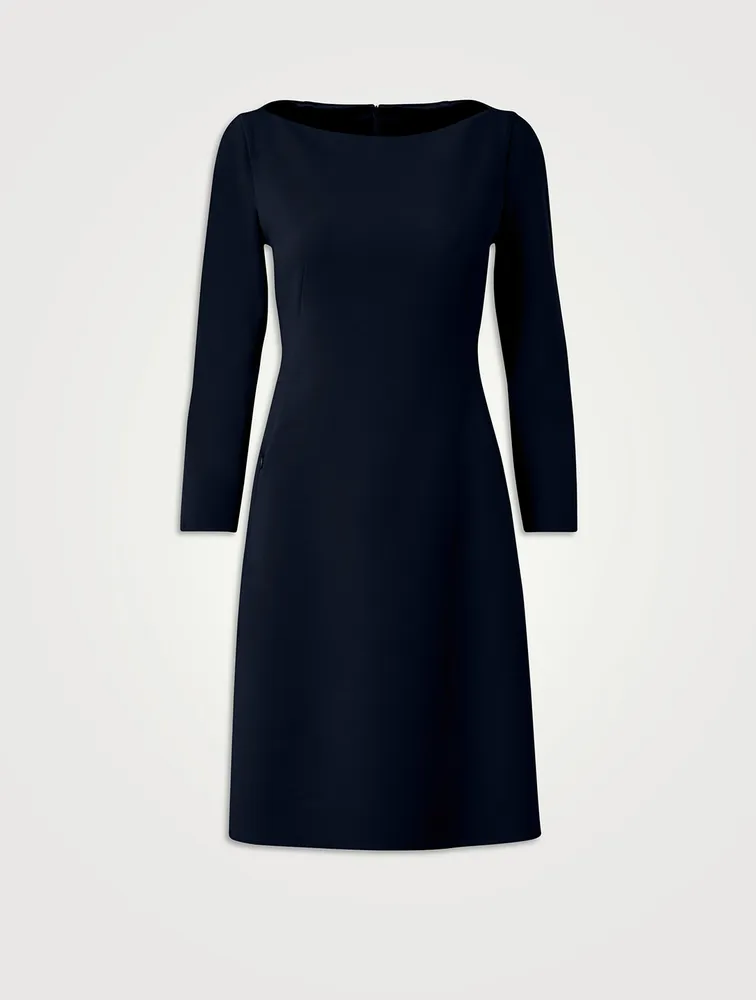 Stretch-Wool Double-Face Sheath Dress