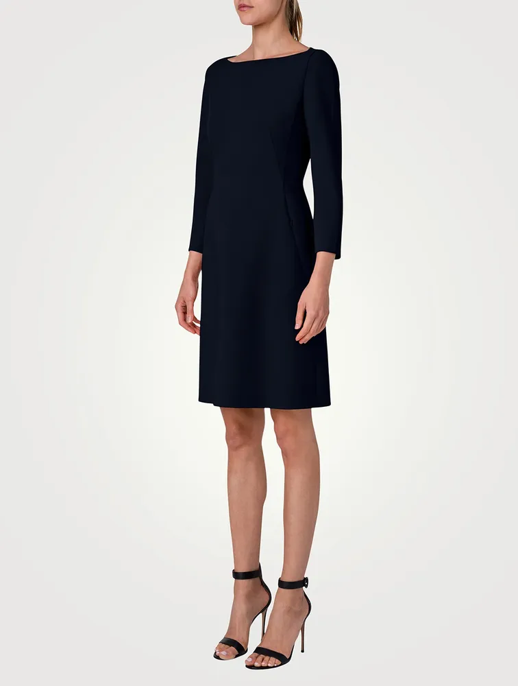 Stretch-Wool Double-Face Sheath Dress