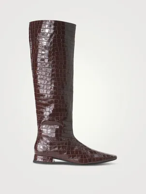 Olga Croc-Embossed Leather Riding Boots