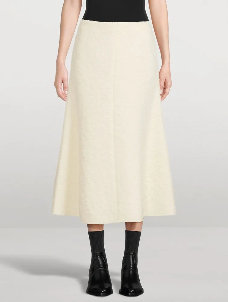Wool Bouclé Midi Skirt