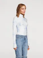 Jersey Turtleneck Top Toile de Jouy Print