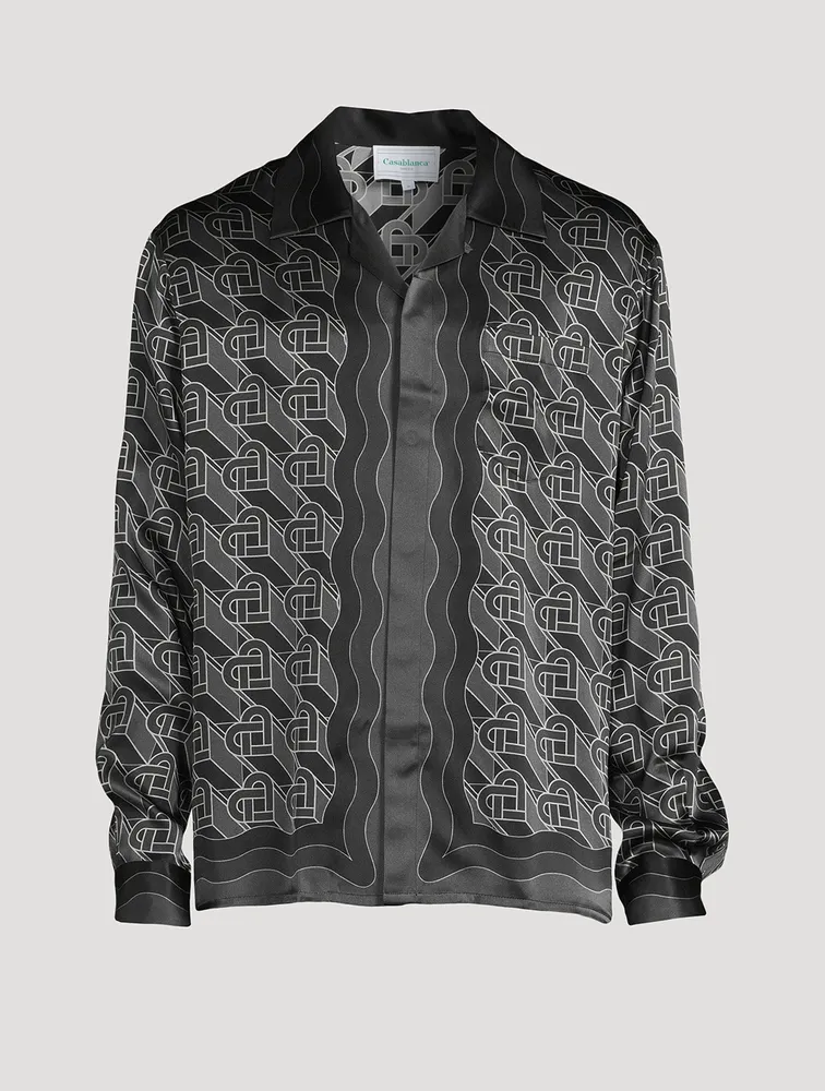 Silk Shirt Heart Monogram Print