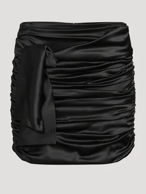 Ruched Satin Mini Skirt