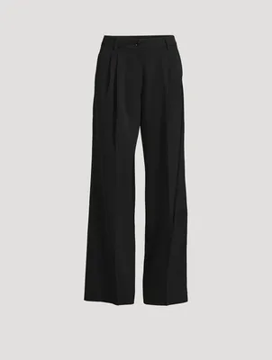 Wool Gabardine Straight-Leg Trousers