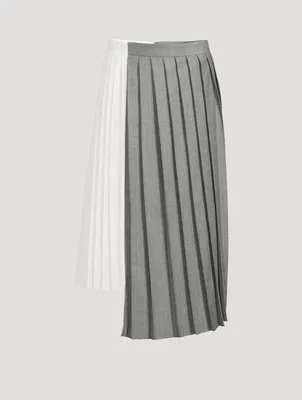Mixed-Media Pleated Midi Skirt