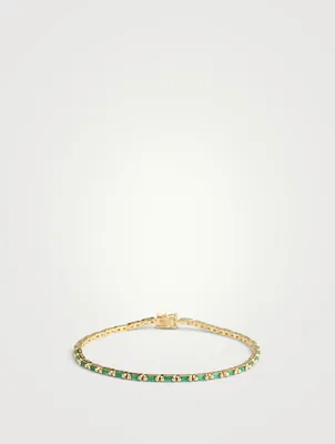 Linear 18K Gold Emerald Tennis Bracelet