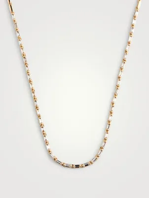 Linear 18K Rose Gold Half Diamond Tennis Necklace