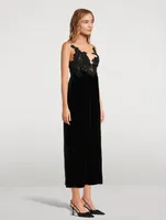 Sensory Lace-Trimmed Velvet Slip Dress