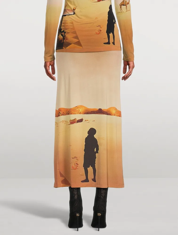 Jersey Midi Skirt Sun Table Print