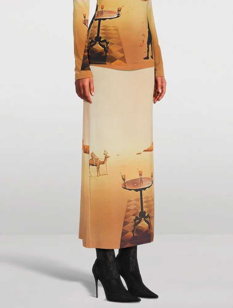 Jersey Midi Skirt Sun Table Print