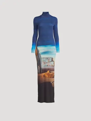 Printed Jersey Maxi Dress