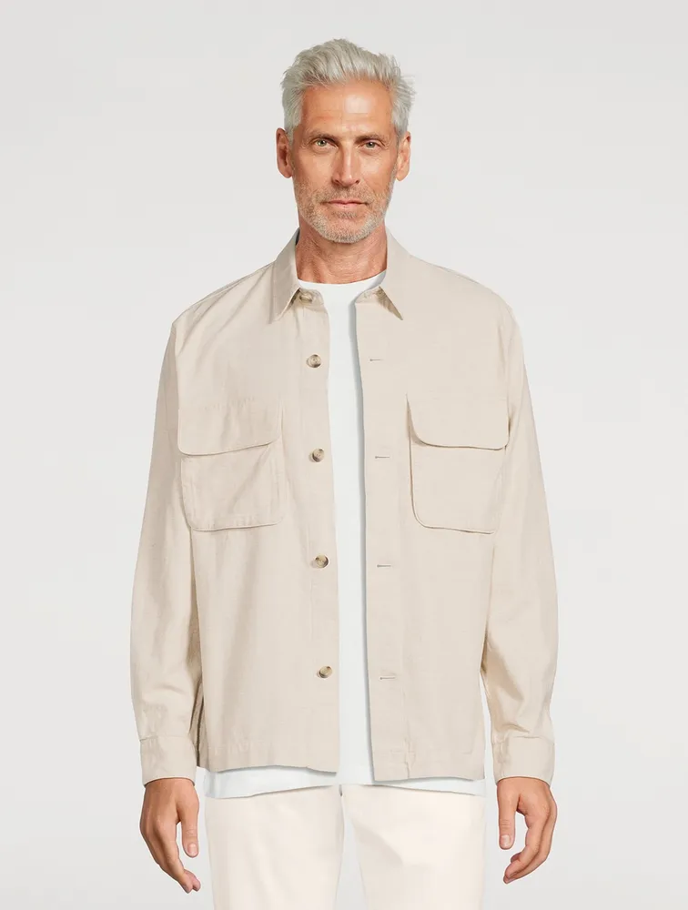 Cotton-Blend Mélange Overshirt