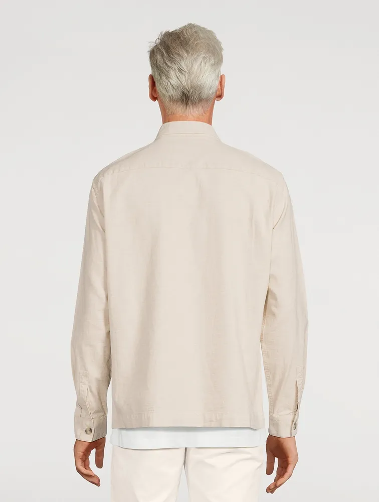 Cotton-Blend Mélange Overshirt