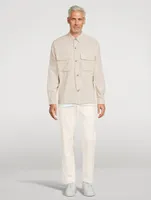 Cotton-Blend Mélange Overshirt