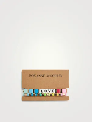 Set Of Two Love Rainbow Bracelets