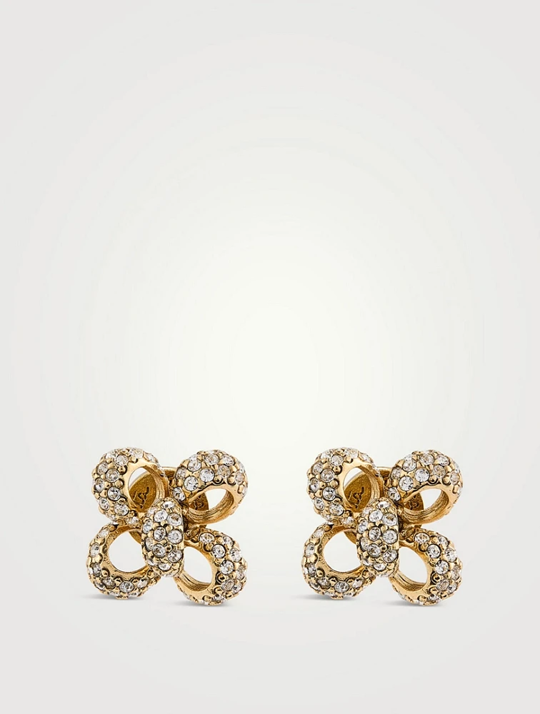 Crystal Clover Stud Earrings