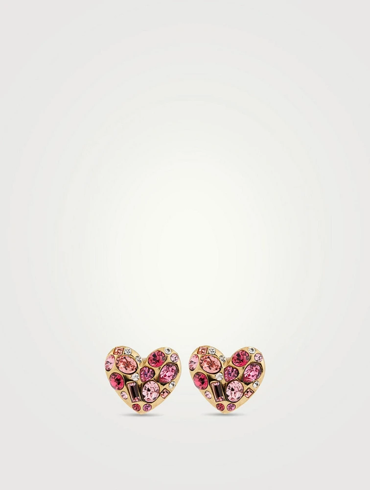 Gemstone Heart Stud Earrings