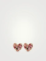 Gemstone Heart Stud Earrings