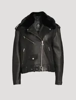 Maddox Faux Shearling-Trimmed Leather Jacket