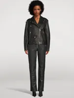Maddox Faux Shearling-Trimmed Leather Jacket