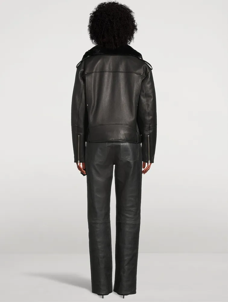 Maddox Faux Shearling-Trimmed Leather Jacket
