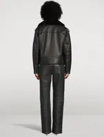 Maddox Faux Shearling-Trimmed Leather Jacket