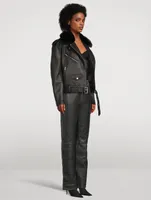 Maddox Faux Shearling-Trimmed Leather Jacket