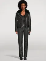 Maddox Faux Shearling-Trimmed Leather Jacket
