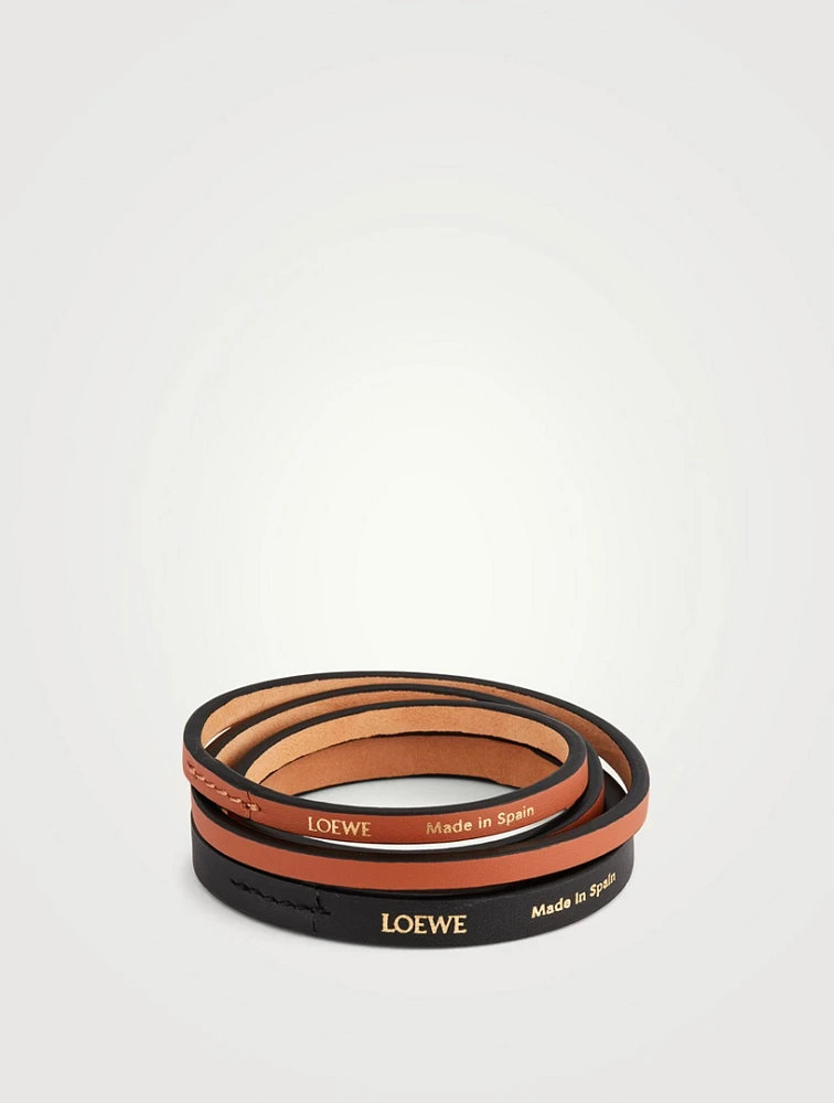 Leather Double Bangle Bracelet Set