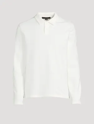 Double-Knit Piqué Long-Sleeve Polo Shirt