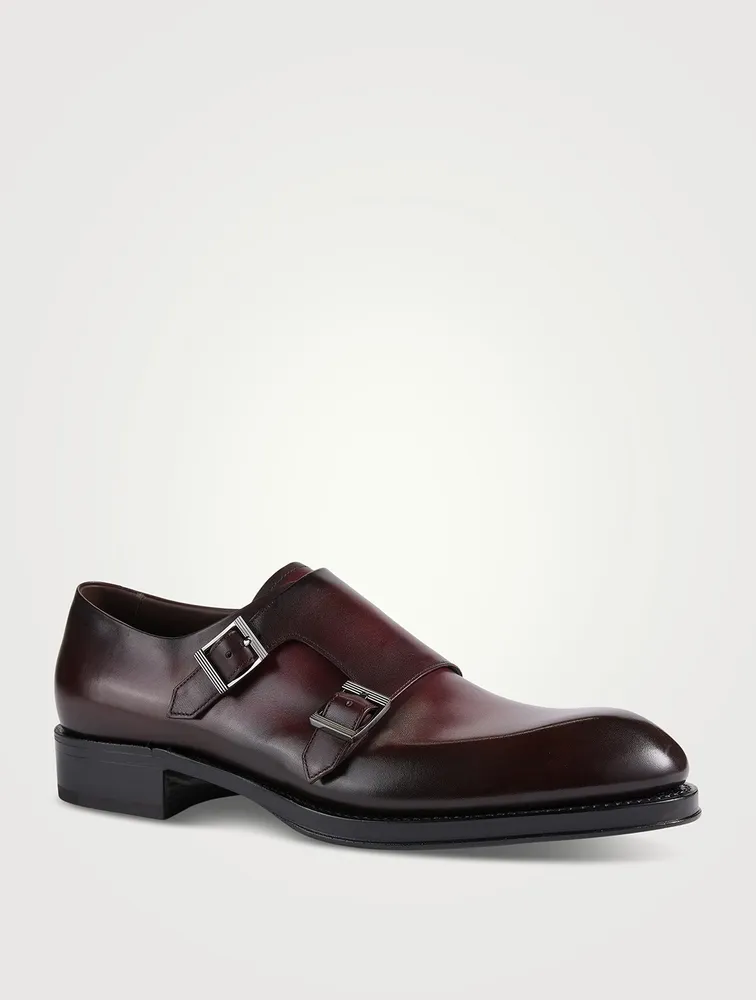 Leather Double Monk-Strap Shoes