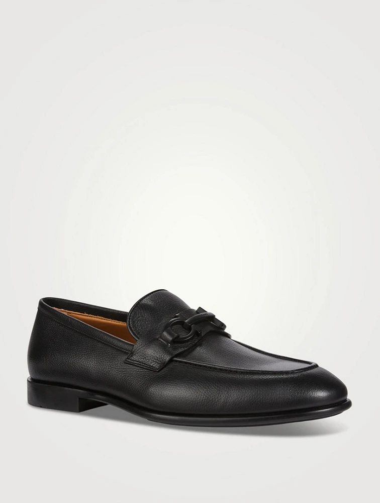 Leather Loafers With Gancini Ornament