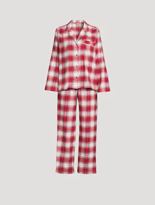 Flannel Long Pajama Set Plaid Print