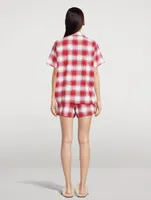 Flannel Short Pajama Set Plaid Print