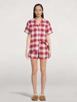 Flannel Short Pajama Set Plaid Print