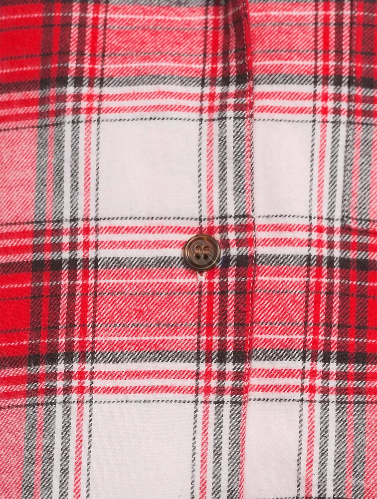 Flannel Short Pajama Set Plaid Print