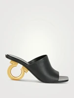 Sculpted-Heel Leather Mules