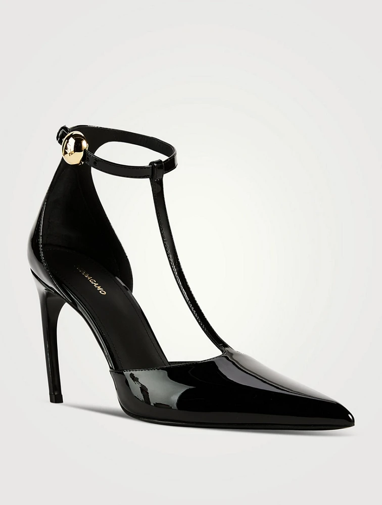 Patent Leather T-Strap Pumps